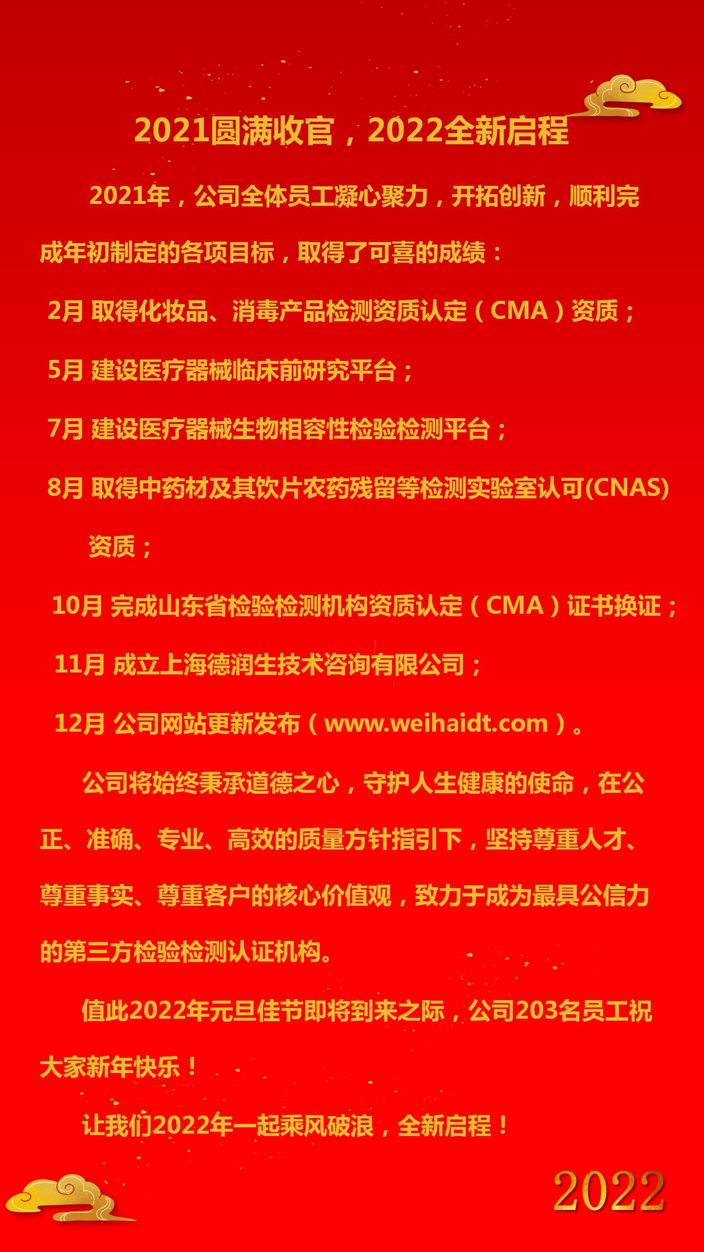 2021年圓滿收官，2022年全新啟程